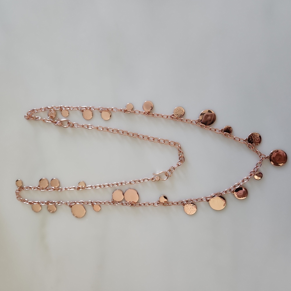Alyssa Rose Gold Tone Mirror-Finish & Hammered Coin Necklace